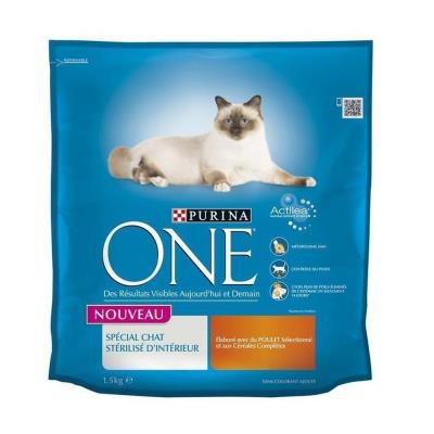 Purina ONE Chat St&eacute;rilis&eacute; d'Int&eacute;rieur au poulet - lot % : 4 x 1,5 kg