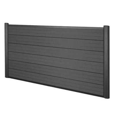 Brise-vue en WPC Sarthe, cl&ocirc;ture brise-vent, poteaux aluminium 1.90m anthracite