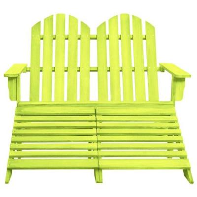 Chaise de jardin Adirondack 2 places et pouf Sapin massif Vert