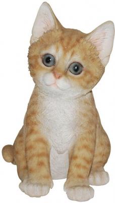 Chaton assis roux 20 cm - en r&eacute;sine - 200251