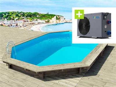 Piscine bois brazilia 130 5.86 x 3.86 x 1.30 m + pompe &agrave; chaleur - puissance 6.1 kw