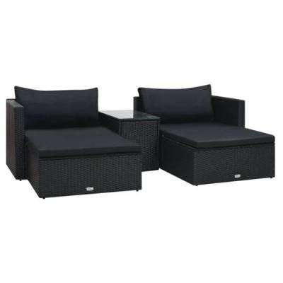 Vidaxl - Salon de jardin 5 pcs avec coussins R&eacute;sine tress&eacute;e Noir Noir