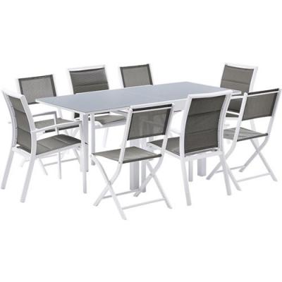 Wilsa Garden - Salon de jardin design 8 personnes Modulo blanc