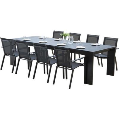 Wilsa Garden - Salon de jardin en aluminium gris Ibiza 8 personnes