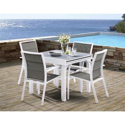 Wilsa Garden - Salon de jardin moderne 4 personnes Modulo blanc