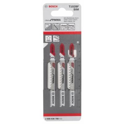 Lot de lames de scie sauteuse Clean for pmma - T102BF - x 3 - Bosch