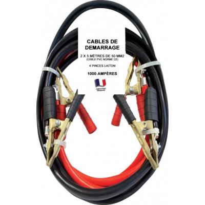 C&acirc;bles de d&eacute;marrage 1000 Amp&egrave;res 2x5 m&egrave;tres 50 mm&sup2; OUTILAND