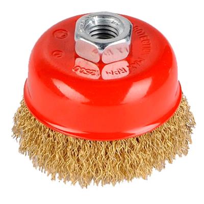 Brosse M&eacute;tallique Rotative Laiton Soucoupe &Oslash; 75 Mm Pour Meuleuse