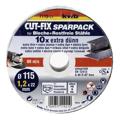 Pack de 10 disques cut-fix&reg; pour la coupe du m&eacute;tal KWB 49711922