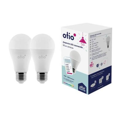 Pack de 2 ampoules connect&eacute;es WIFI LED E27 RGB - OtioHome