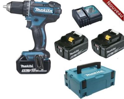 Perceuse-visseuse 13mm sur accu LXT 18V + 3x BL1850B + 1x DC18RC + Makpac - DDF482RT3J