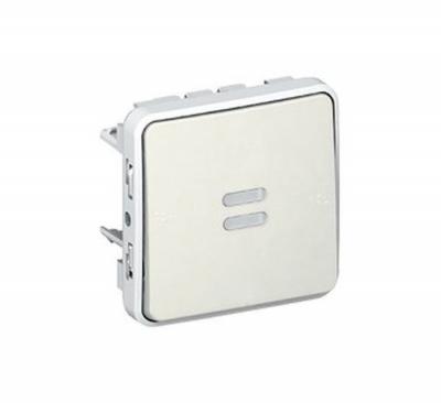 Poussoir NO lumineux IP55 Plexo - Composable saillie ou encastr&eacute; - Blanc