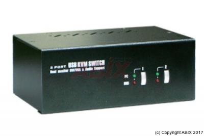 Dexlan switch KVM double DVI-I / USB / Audio 2 ports + c&acirc;bles