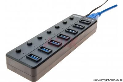 Hub 7 ports usb 3.0 avec interrupteurs et alimentation