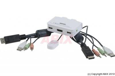 Dexlan Switch KVM DisplayPort/USB/audio 2 ports cables int&eacute;gr&eacute;s
