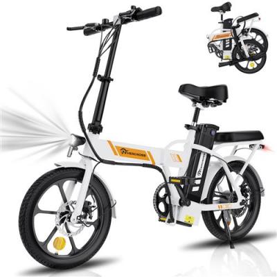 TECH V&eacute;lo &eacute;lectrique EK5- Batterie amovible Moteur 250W Freins Double Adulte - Blanc 