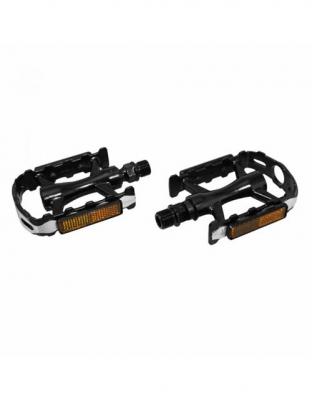 Pedale vtt roulement etanche premium corps alu noir cage alu argent-noire 9-16 (paire)