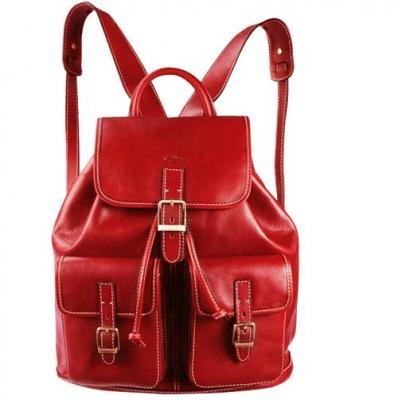Sac &agrave; dos Katana Cuir de Vachette K 32543 - Rouge - Cuir - Femme