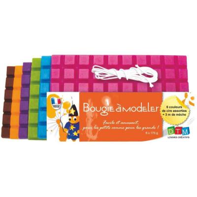 Lot de 6 tablettes de 175G de bougie &agrave; modeler, 1000G + 3 M de m&egrave;che.