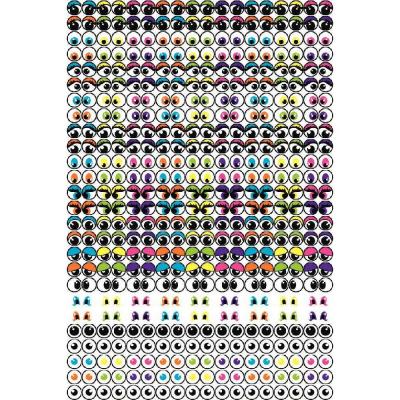 Gommettes yeux adh&eacute;sives assorties, repositionnables - Pochette de 594
