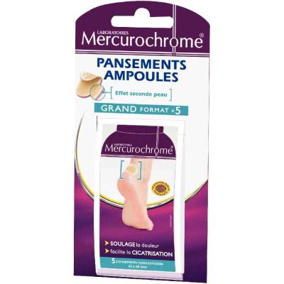 Mercurochrome Pansements Ampoules Grand Format 5 pansements