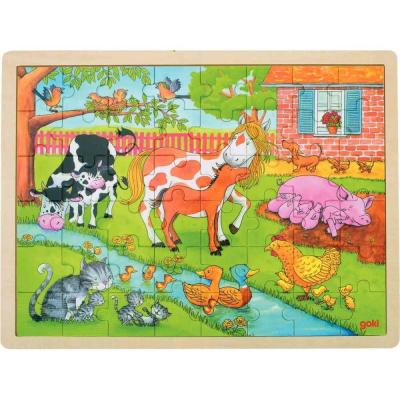 Goki- Puzzle Vie &agrave; la Ferme 48 Pieces, 57745, Multicolore