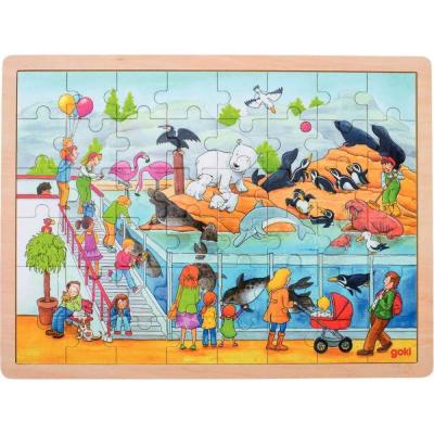 Goki- Puzzle-Visite au zoo-48 pi&egrave;ces, 57744, Multicolore