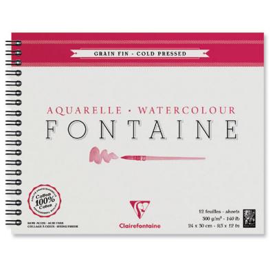 Clairefontaine Fontaine album spiral&eacute; 12F 24x30cm 300g grain fin
