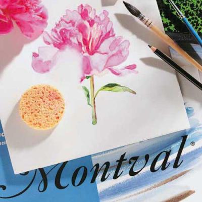 Bloc papier aquarelle (coll&eacute; 1 c&ocirc;t&eacute;) - 24x32cm - 40P - 200g/m2 - Montval
