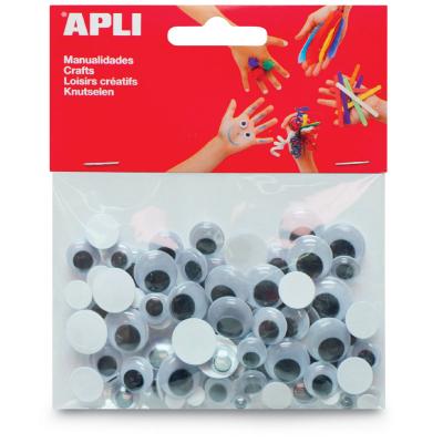 Lot de 5 Sachet de 100 yeux mobiles ronds sans cil, taille 10 mm