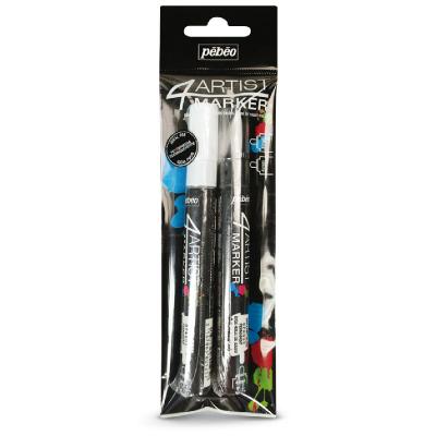P&eacute;b&eacute;o 4 Artist Marker : Set De 2 Marqueurs Peinture Noir/Blanc