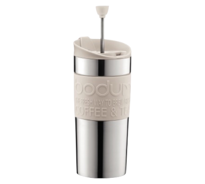 Mug isotherme inox Travel Press 35 cl blanc cr&egrave;me - Bodum - 35.0000