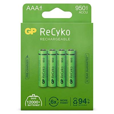 Pile rechargeable GP ReCykO+ 4xAAA LR3 950 mAh