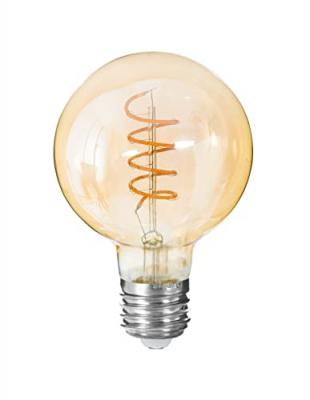 Ampoule led 'globe' G95 ambree filament torsade E27 2W