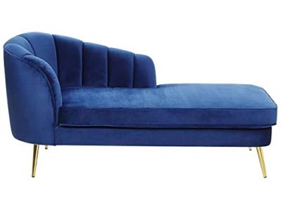 Chaise longue c&ocirc;t&eacute; gauche en velours bleu cobalt