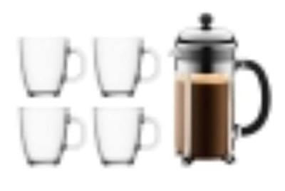 Set cafeti&egrave;re chambord + 4 mugs 30 cl bodum