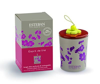 Bougie d&eacute;co parfum&eacute;e rechargeable Esprit de th&eacute;