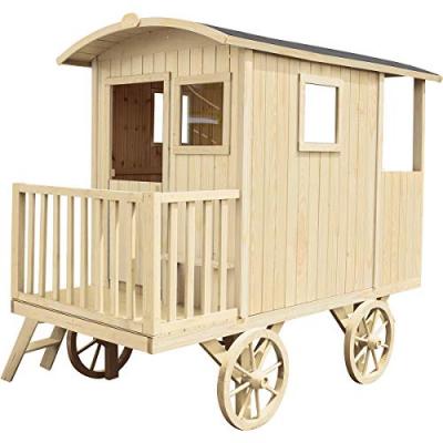 Roulotte enfant bois sur pilotis Carry