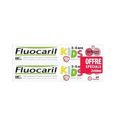 Fluocaril Dentifrice kids 3 &agrave; 6 ans Gel Fraise, 2x50ml