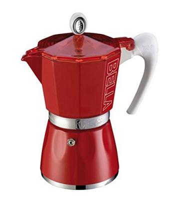 Cafeti&egrave;re Bella 6 tasses - italienne, alu - rouge