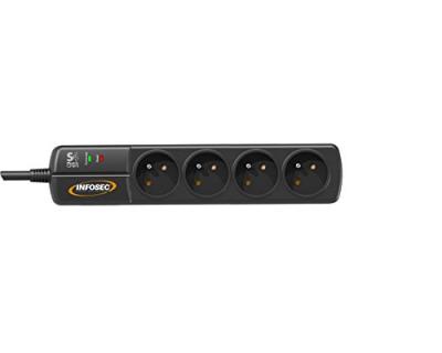 Infosec multiprise parafoudre 4 prises s4 black li