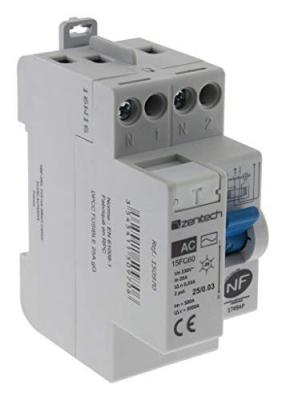 Zenitech interrupteur diff&eacute;rentiel type ac 40a 30ma
