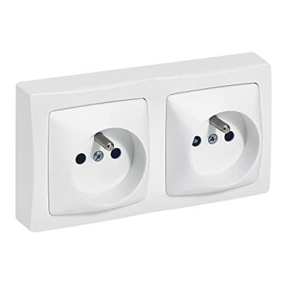 Prise 2 x 2P avec terre ASL horizontale - blanc