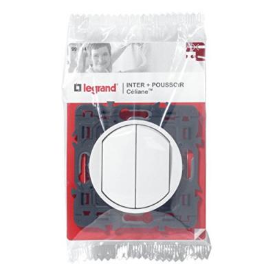 Interrupteur avec double poussoir rond blanc