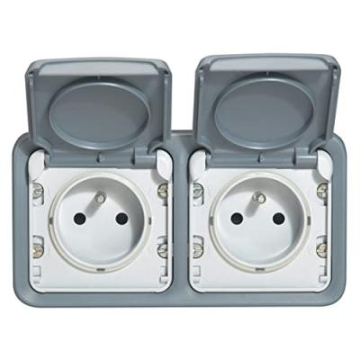 Legrand Prise 2x2P+T en saillie Plexo Gris Horizontal