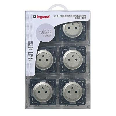 LEGRAND Celiane 6pc 2 p&ocirc;les + terre &agrave; compos&eacute; titane