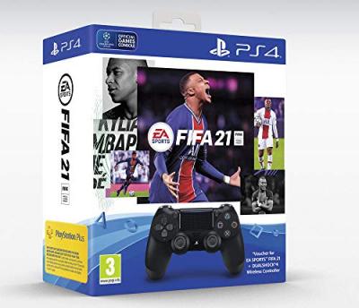Dual shock 4 + fifa 21 + voucher fut+ ps+ 14 j