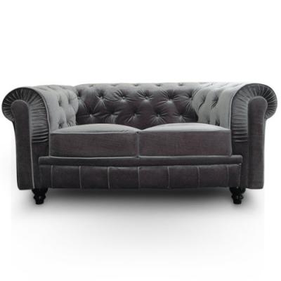 Canap&eacute; 2 places Chesterfield Velours Argent