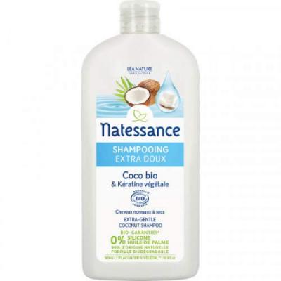 Natessance Shampoing Extra-Doux Coco Bio et K&eacute;ratine V&eacute;g&eacute;tale, 500ml