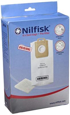 Nilfisk 128389187 - 4 Sacs Aspirateur + Pr&eacute;-filtre Power